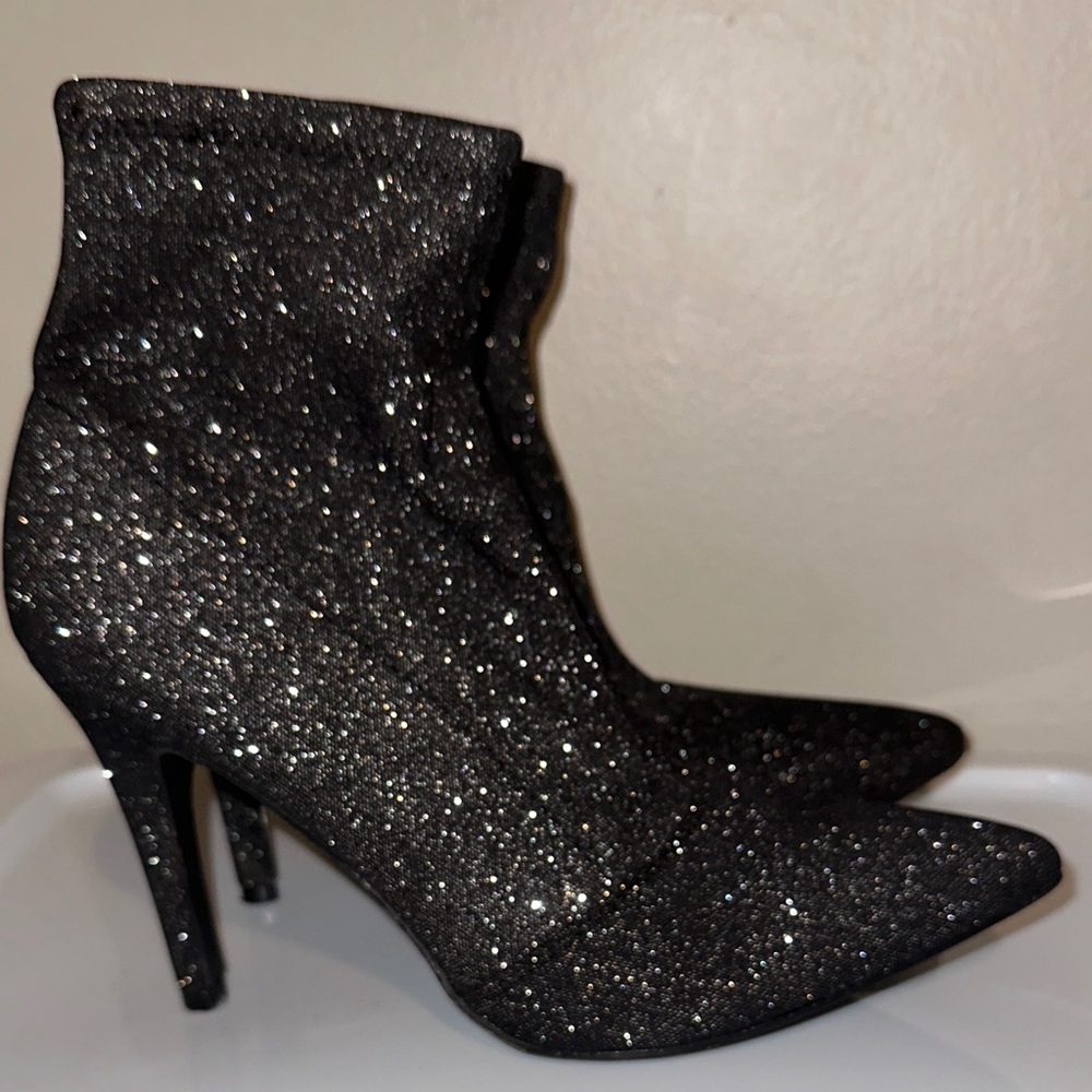 Brash Black Sparkle Heeled Boots